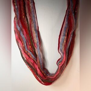 Women’s Scarf, Colorful, Sheer. Red & Blue. No Brand Attached.